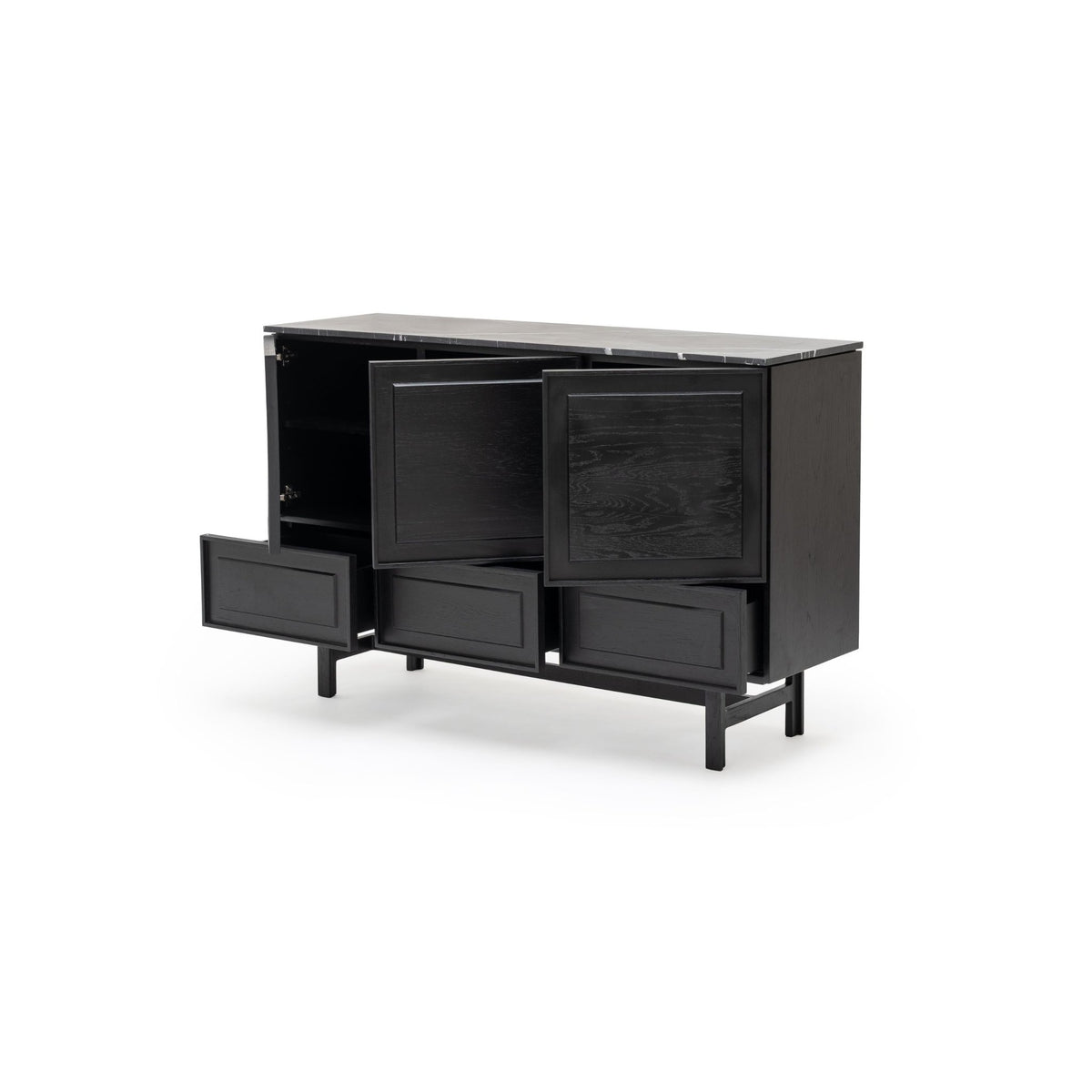 Yorke Highboard - Black Oak & Nero Marquina - Buffets & Sideboards Tolv Loom Collection Dubai