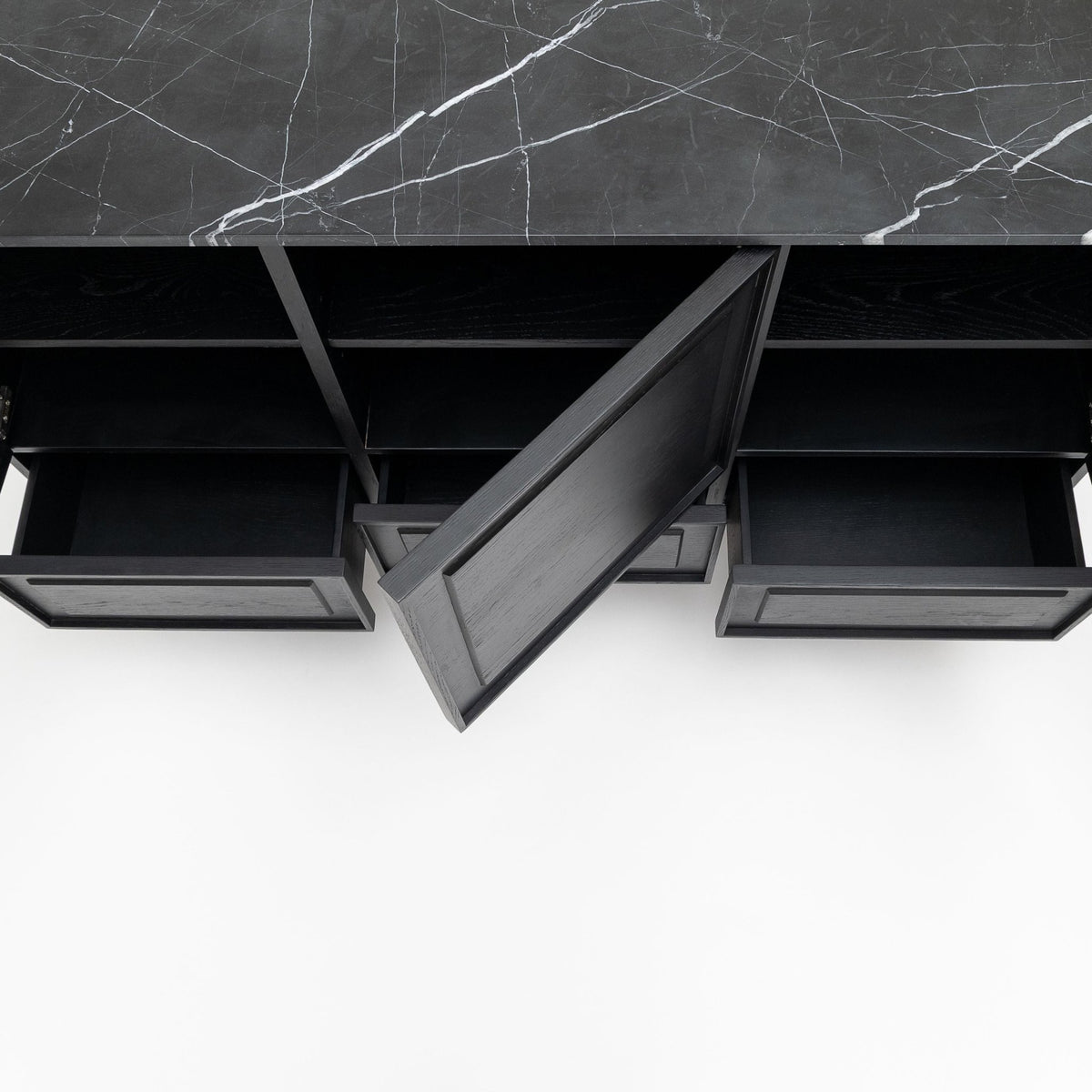 Yorke Highboard - Black Oak & Nero Marquina - Buffets & Sideboards Tolv Loom Collection Dubai