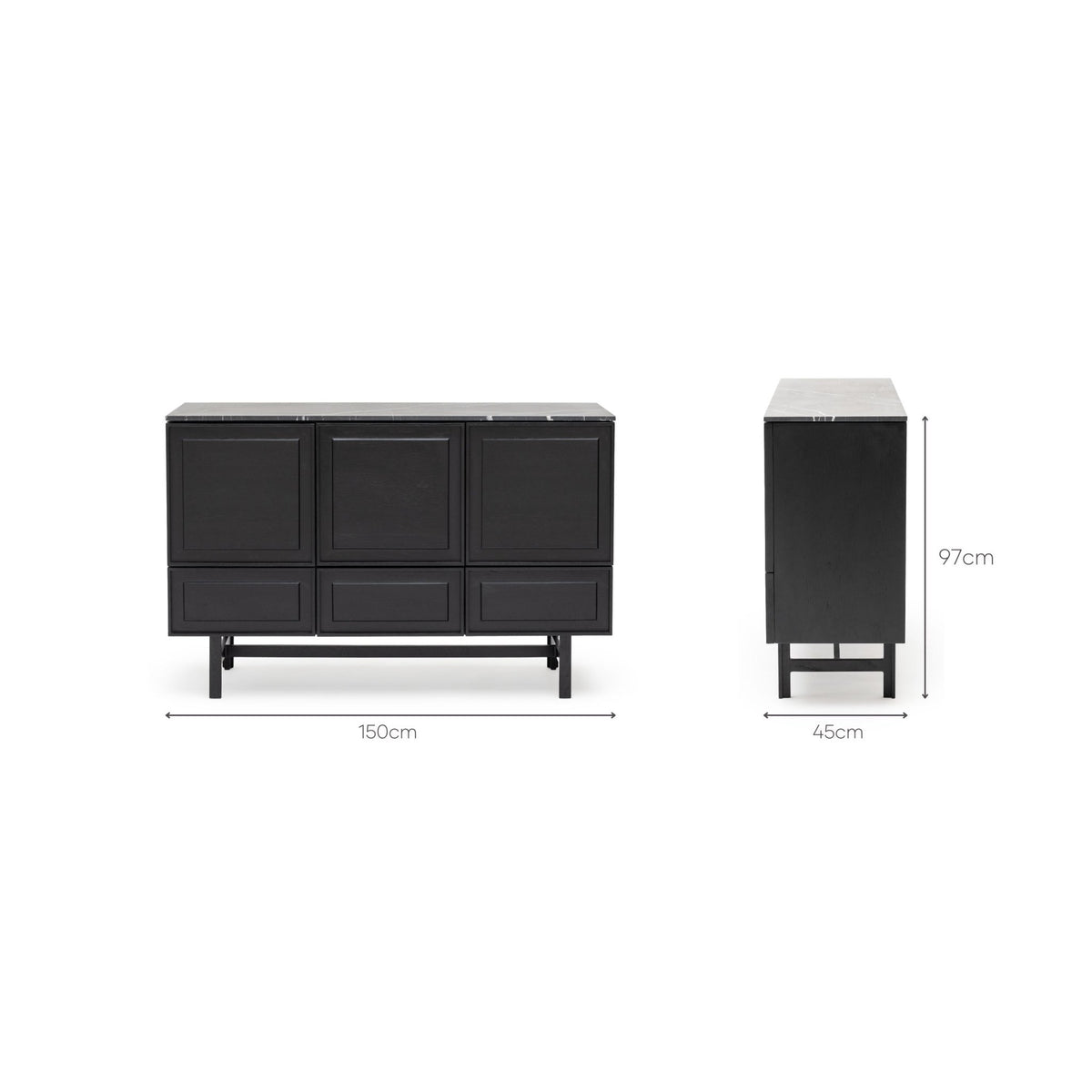 Yorke Highboard - Black Oak & Nero Marquina - Buffets & Sideboards Tolv Loom Collection Dubai