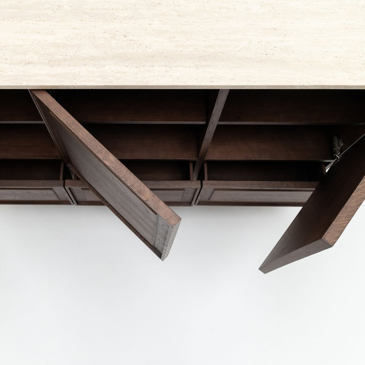 Yorke Highboard - Espresso Oak & Travertine - Buffets & Sideboards Tolv Loom Collection Dubai