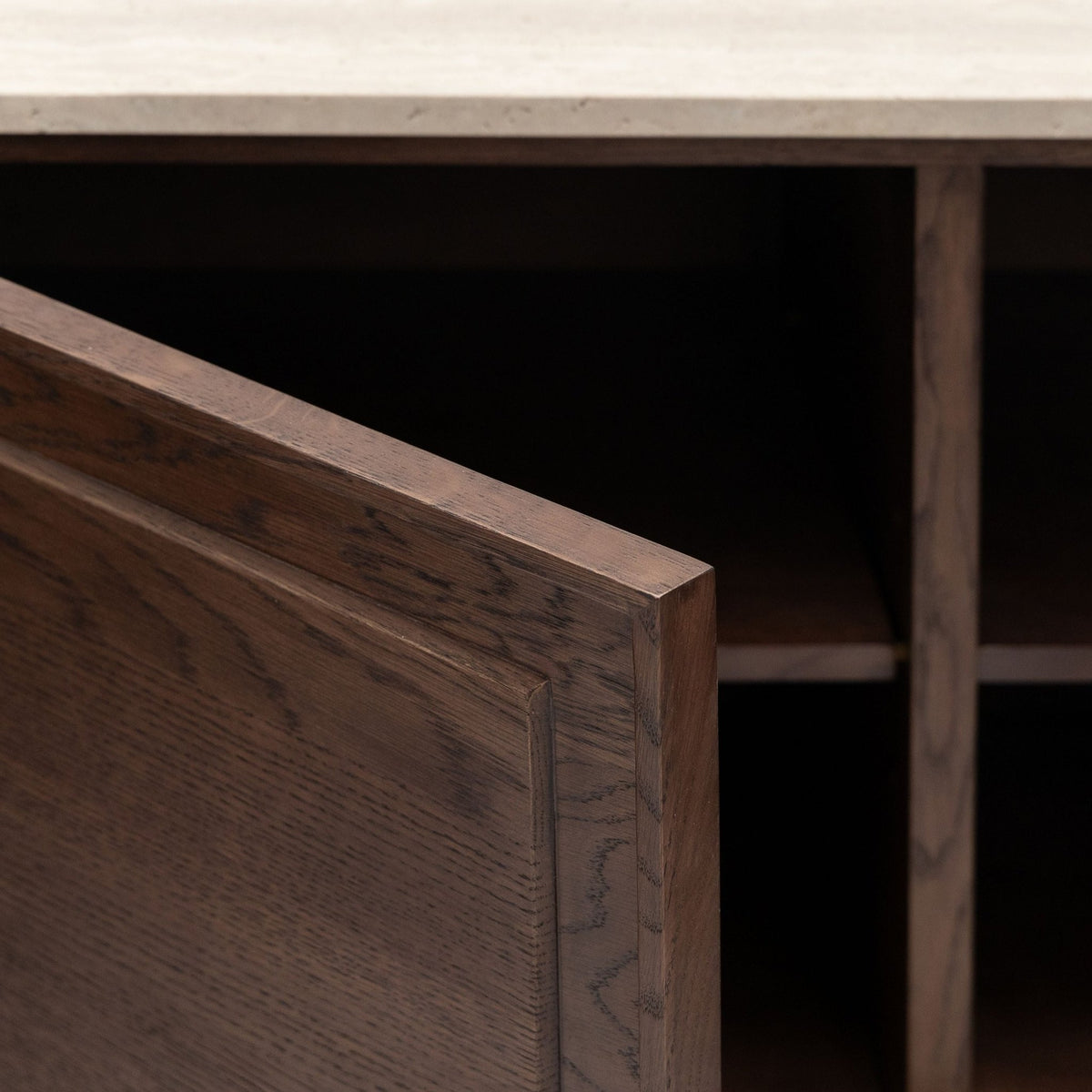 Yorke Highboard - Espresso Oak & Travertine - Buffets & Sideboards Tolv Loom Collection Dubai
