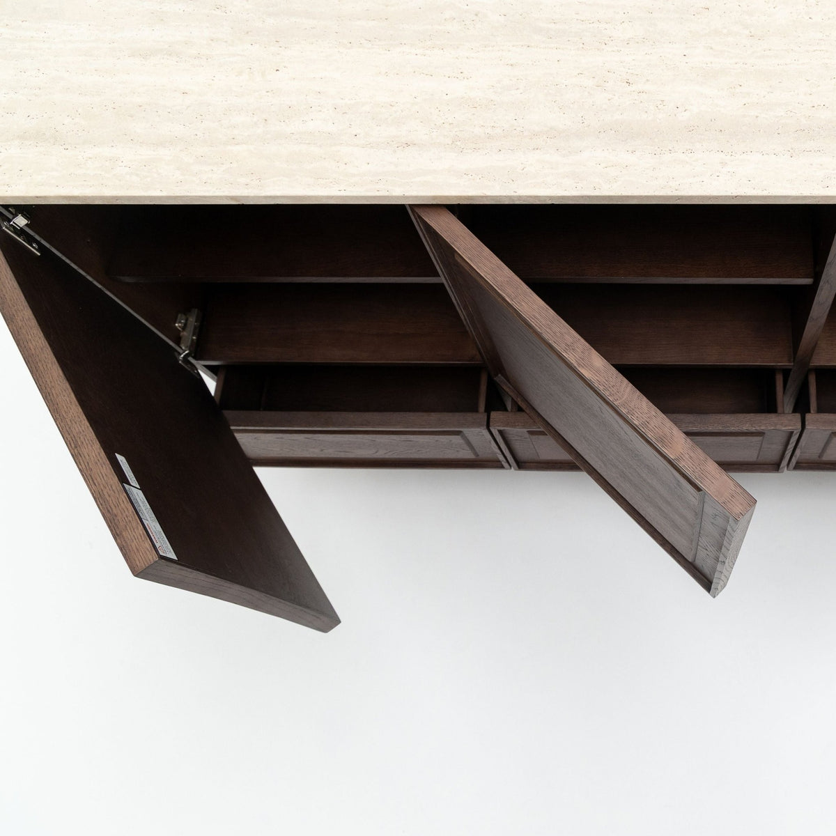 Yorke Highboard - Espresso Oak & Travertine - Buffets & Sideboards Tolv Loom Collection Dubai