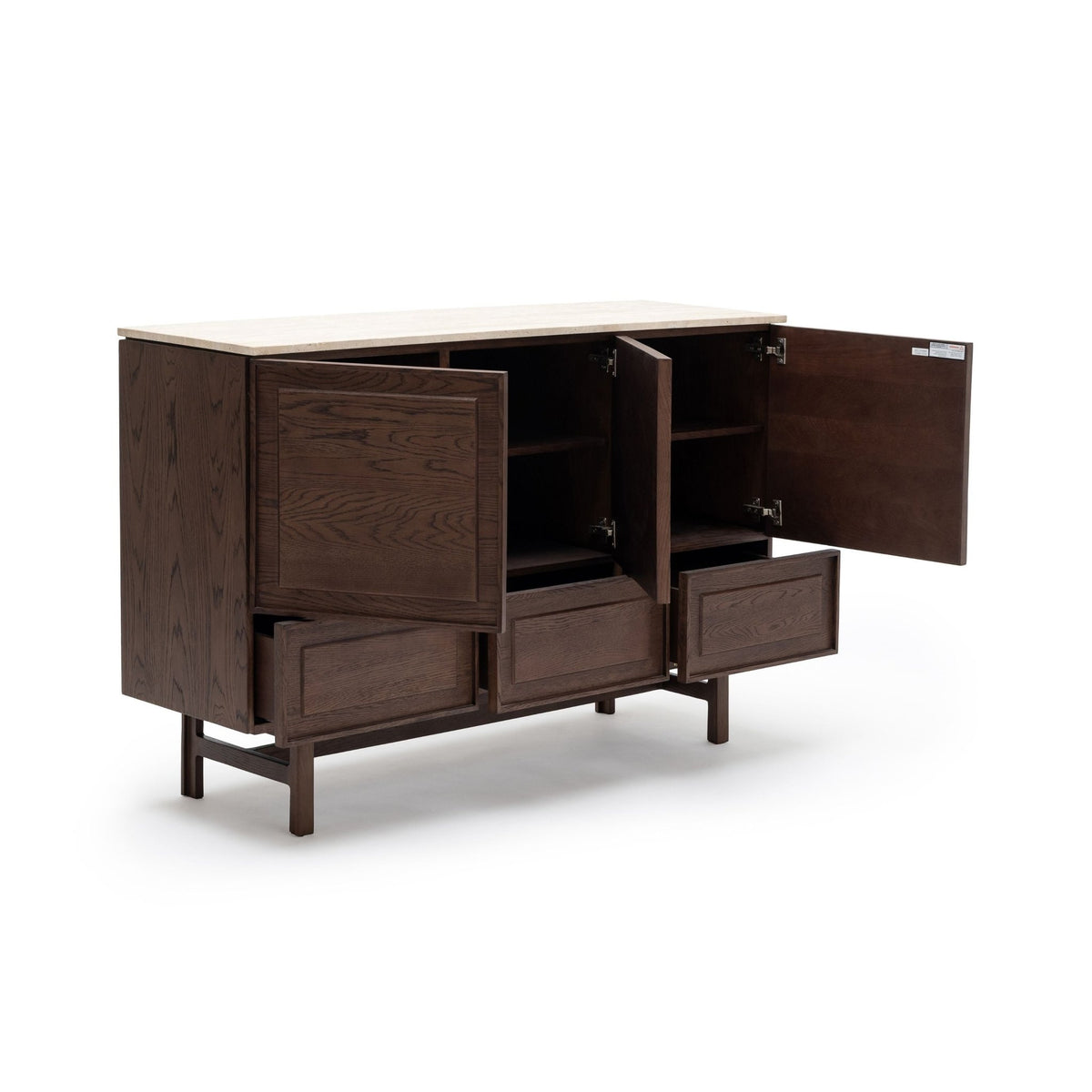 Yorke Highboard - Espresso Oak & Travertine - Buffets & Sideboards Tolv Loom Collection Dubai