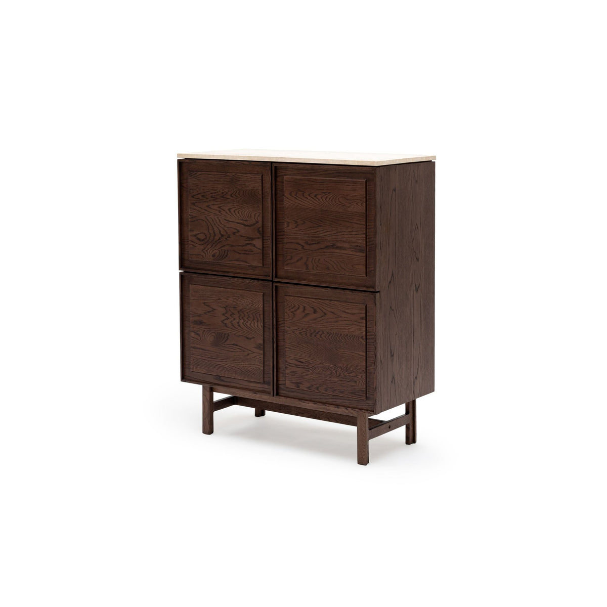Yorke Highboard - Espresso Oak & Travertine - Buffets & Sideboards Tolv Loom Collection Dubai