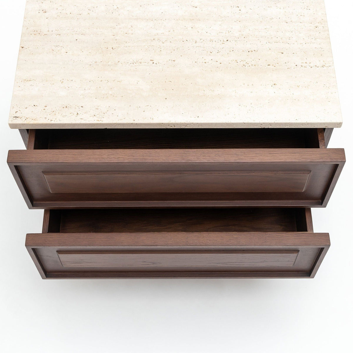 Yorke Nightstand - Espresso Oak & Travertine - Nightstands Tolv Loom Collection Dubai