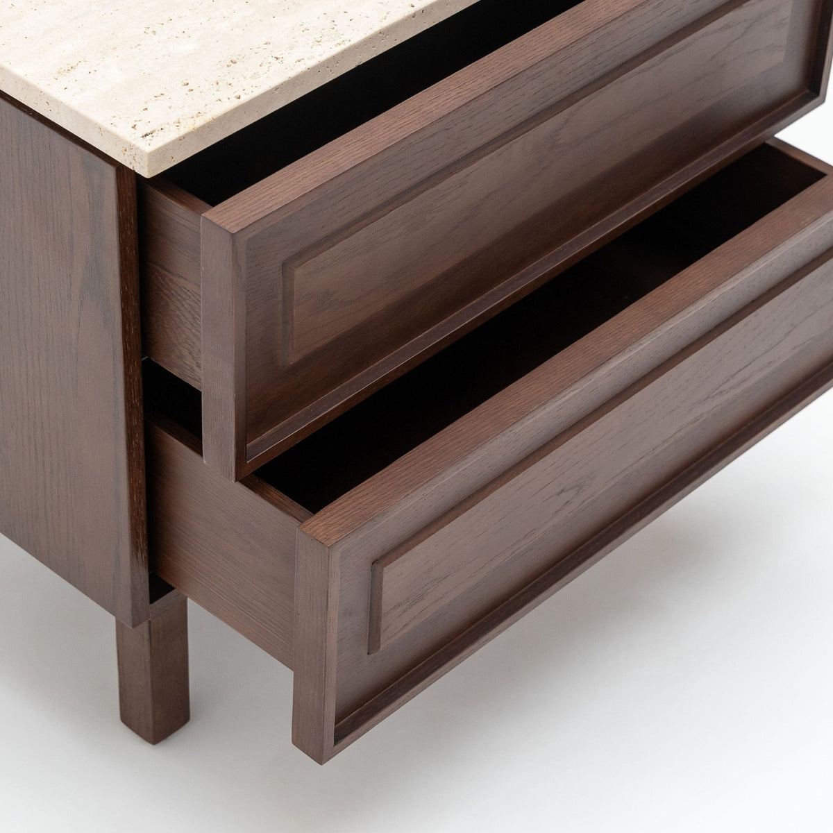 Yorke Nightstand - Espresso Oak & Travertine - Nightstands Tolv Loom Collection Dubai