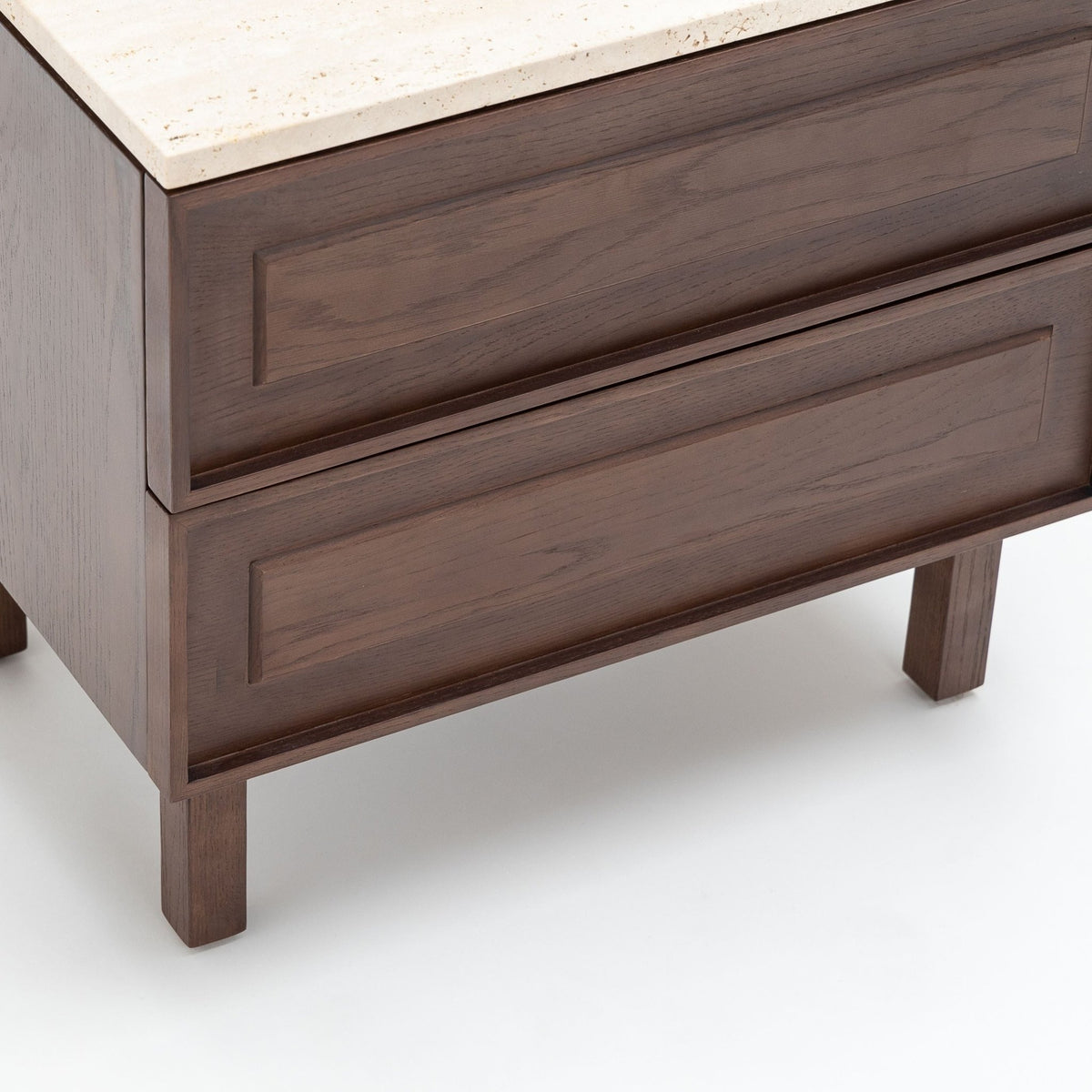 Yorke Nightstand - Espresso Oak & Travertine - Nightstands Tolv Loom Collection Dubai