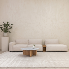 Baker Large Open End Sofa With Storage Table - Oatmeal