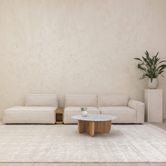 Baker Large Open End Sofa With Storage Table - Oatmeal