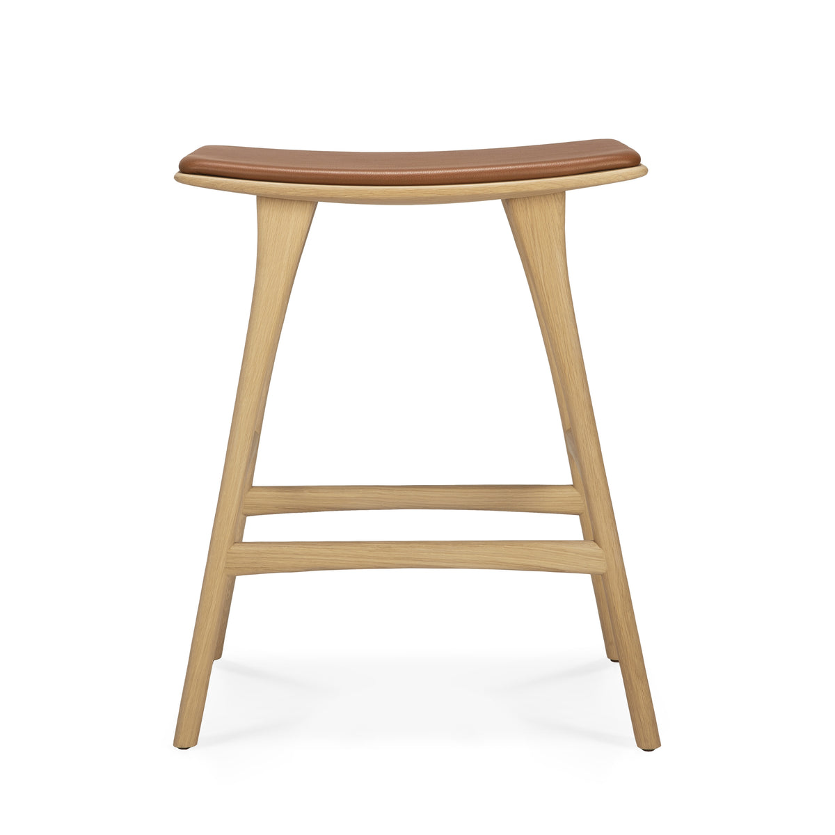 Osso Counter Stool - Varnished Oak - Cognac Leather