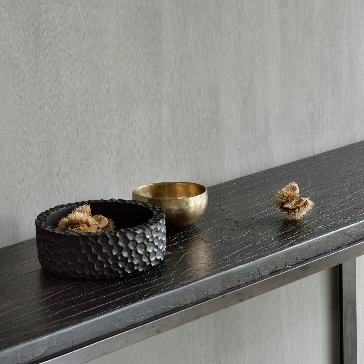 Chopped Bowls - Varnished Mahogany - Black - Set Of 3