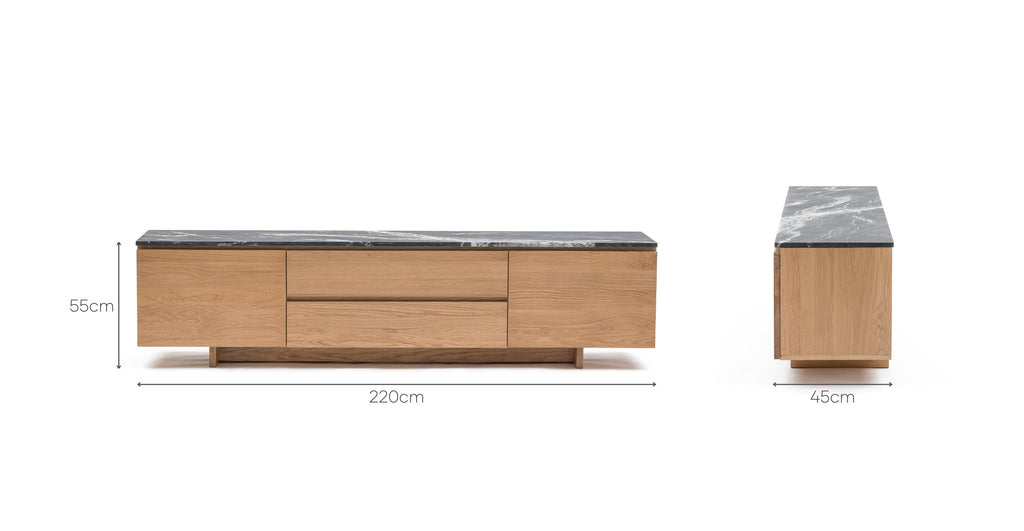 Kami 220 Entertainment Unit - Light Oak & Nero Perlato.