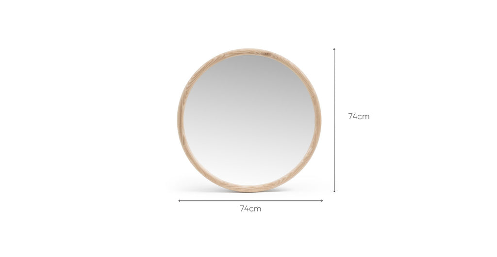 Orla - Round Wooden Mirror - Natural Wood.