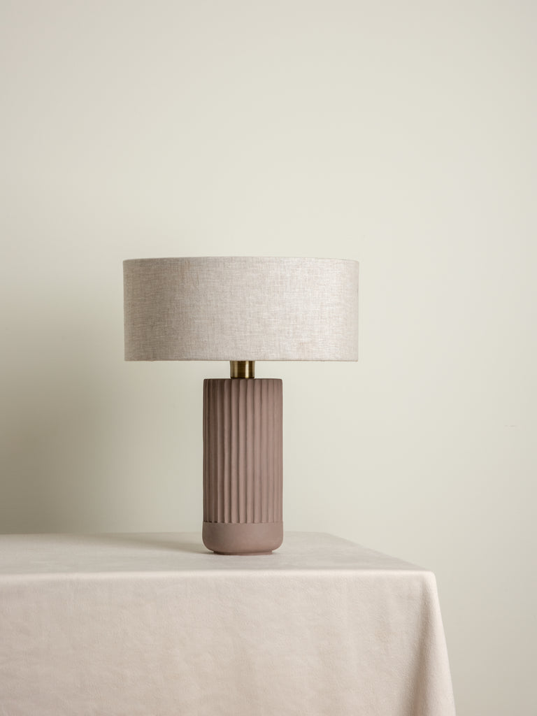 Avero - Medium Taupe Ribbed Concrete Table Lamp.