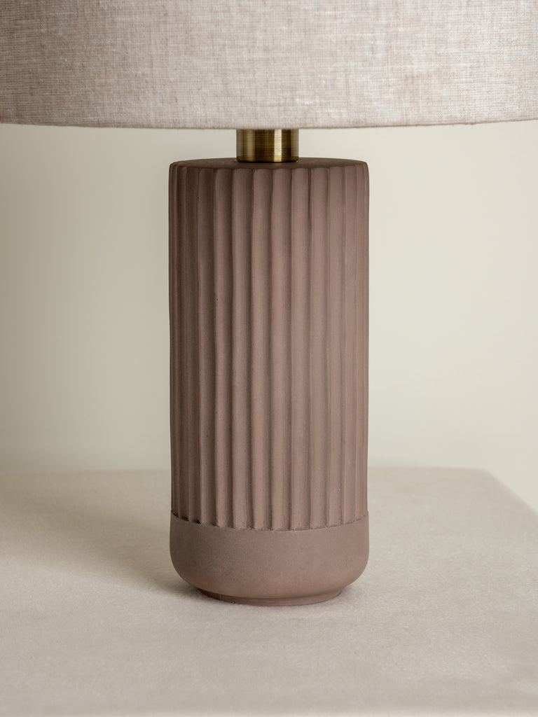 Avero - Medium Taupe Ribbed Concrete Table Lamp.