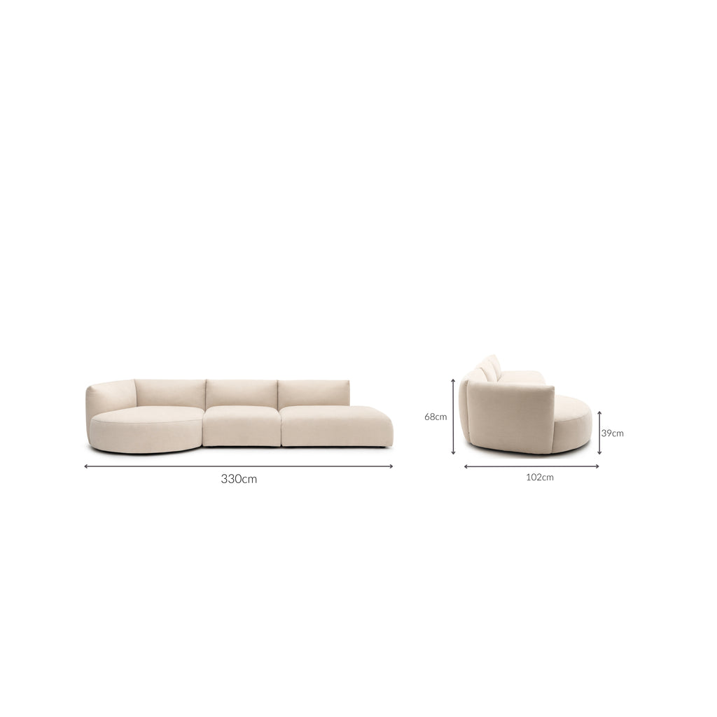 Slipper Lounge Open Sofa - Bleached Sand