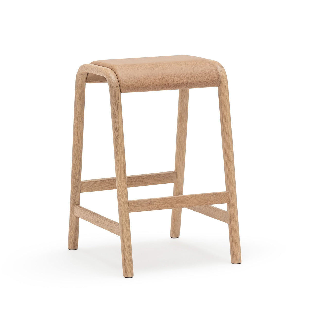 Aha Counter Stool - Blonde Oak & Canyon Leather - Bar & Counter Stools Natadora Loom Collection Dubai