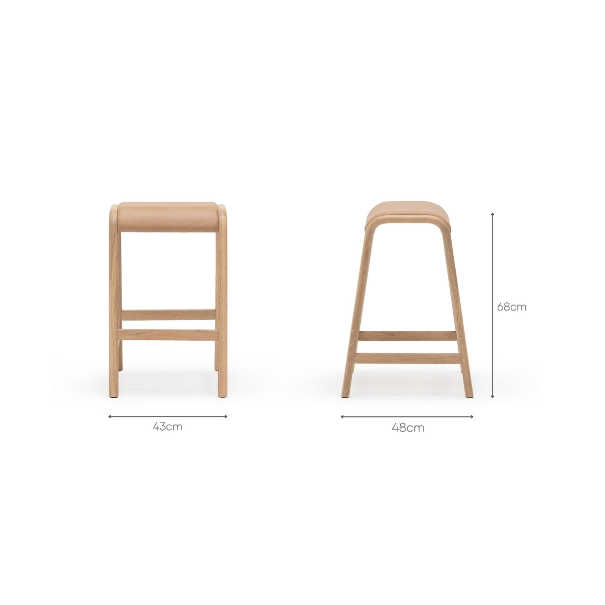 Aha Counter Stool - Blonde Oak & Canyon Leather - Bar & Counter Stools Natadora Loom Collection Dubai
