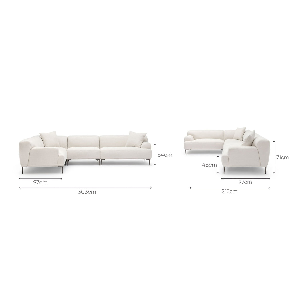 Amelia Closed Corner Sofa - Canvas White - Sectional Sofas Loom Collection Loom Collection Dubai