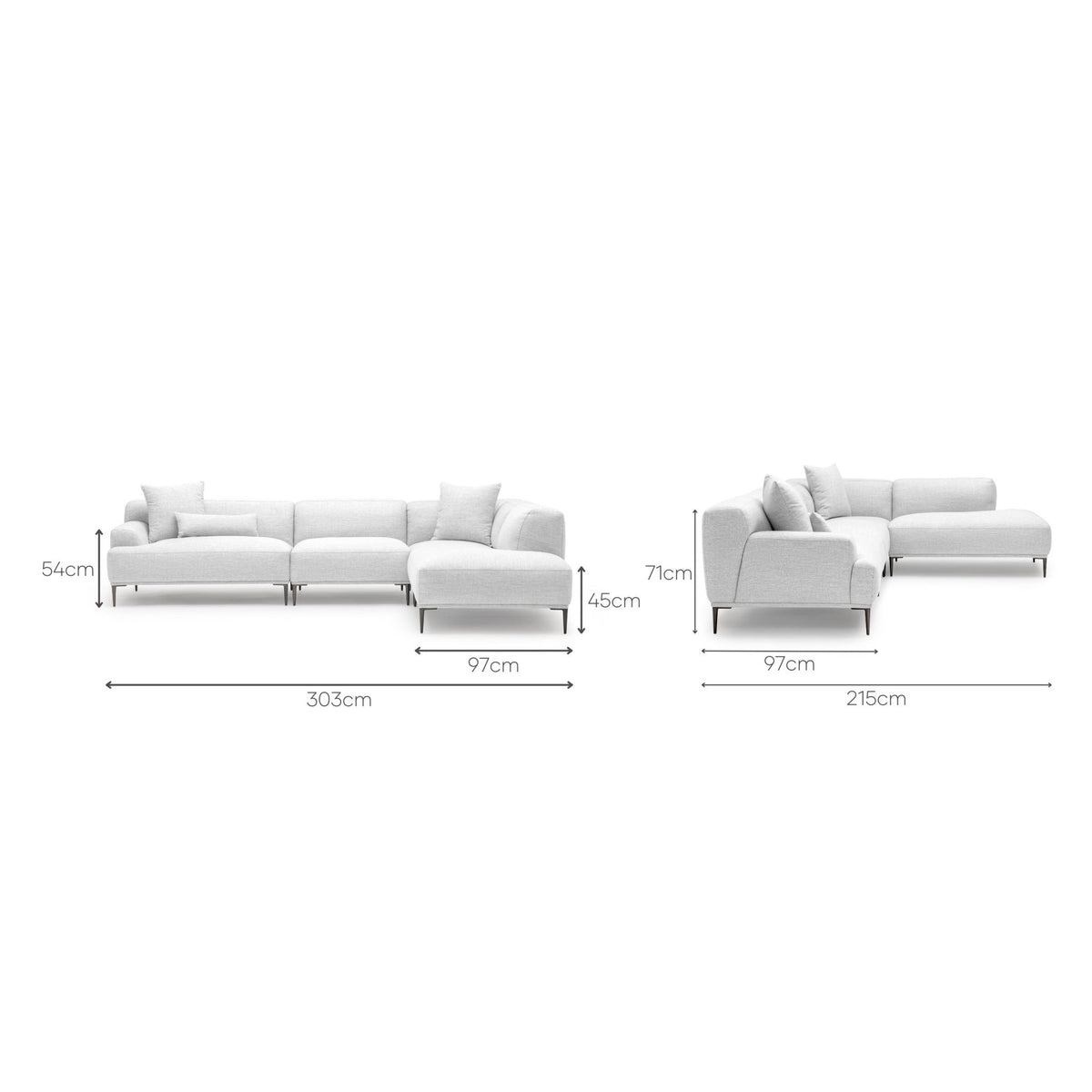 Amelia Corner Sofa - Silver - Sectional Sofas Loom Collection Loom Collection Dubai