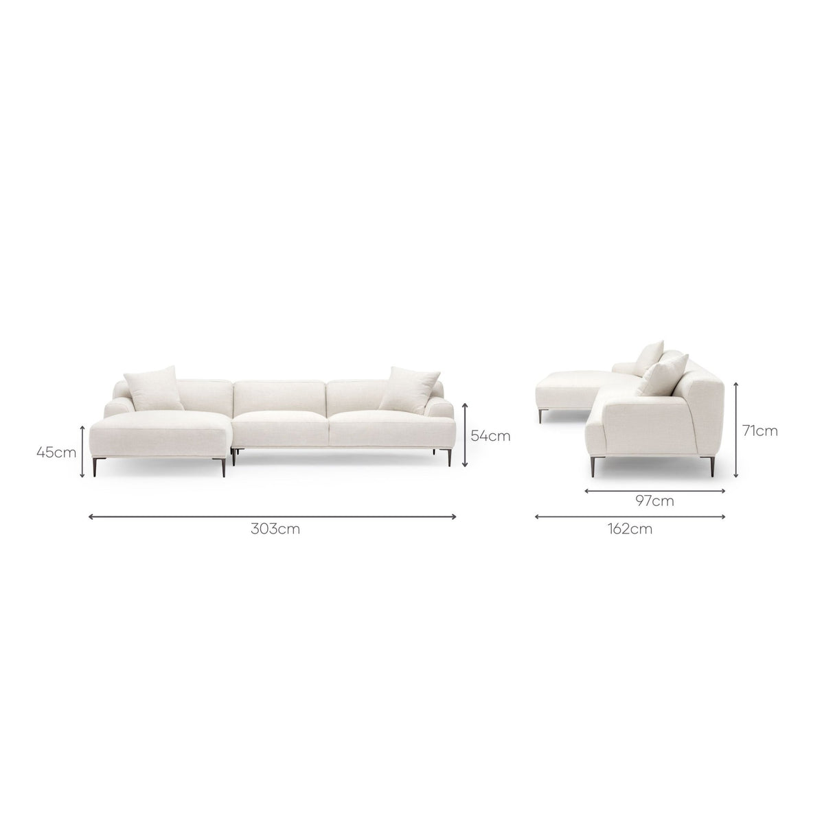 Amelia Extra Large L - Shaped Sofa - Canvas White - Sectional Sofas Loom Collection Loom Collection Dubai