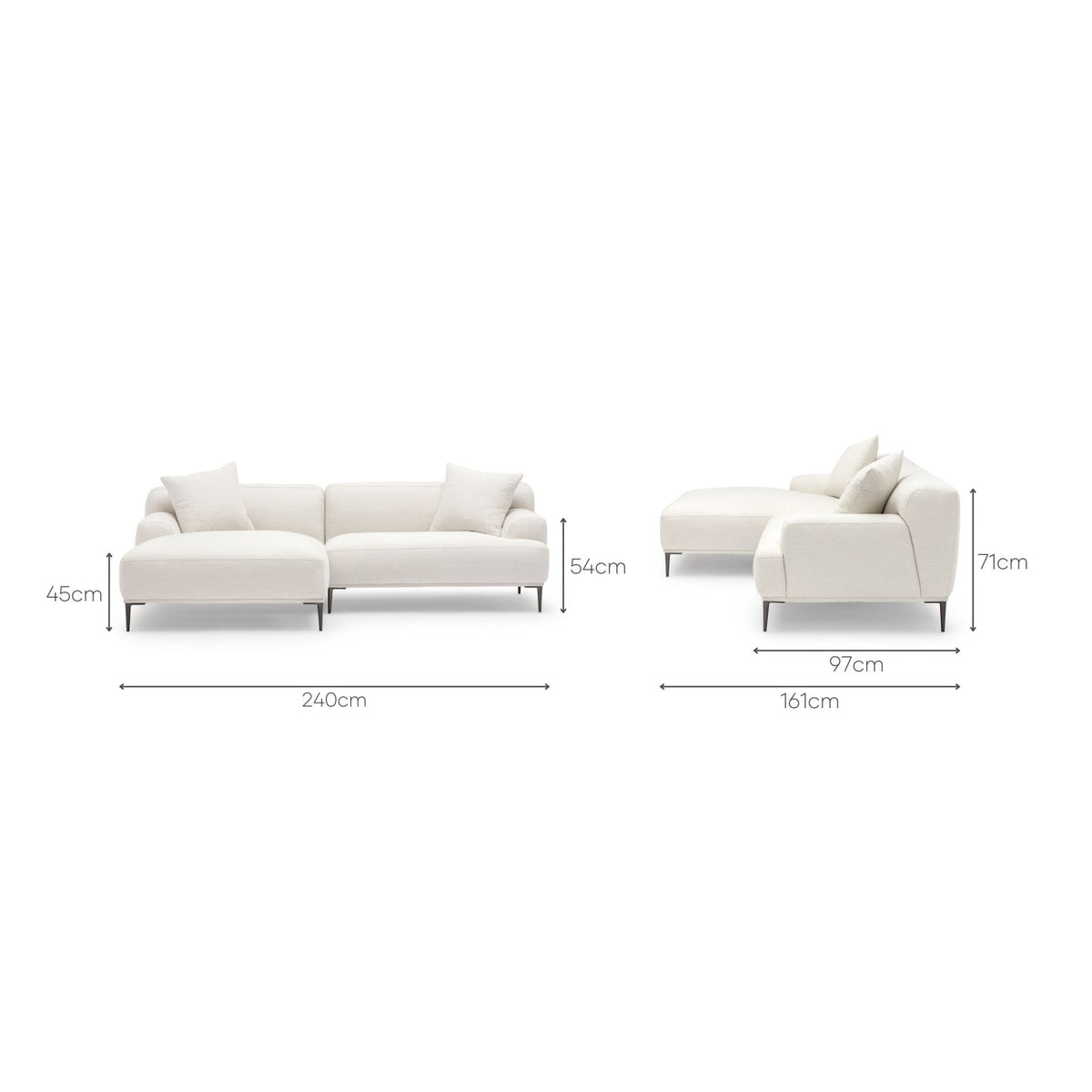 Amelia L - Shaped Sofa - Canvas White - Sectional Sofas Loom Collection Loom Collection Dubai