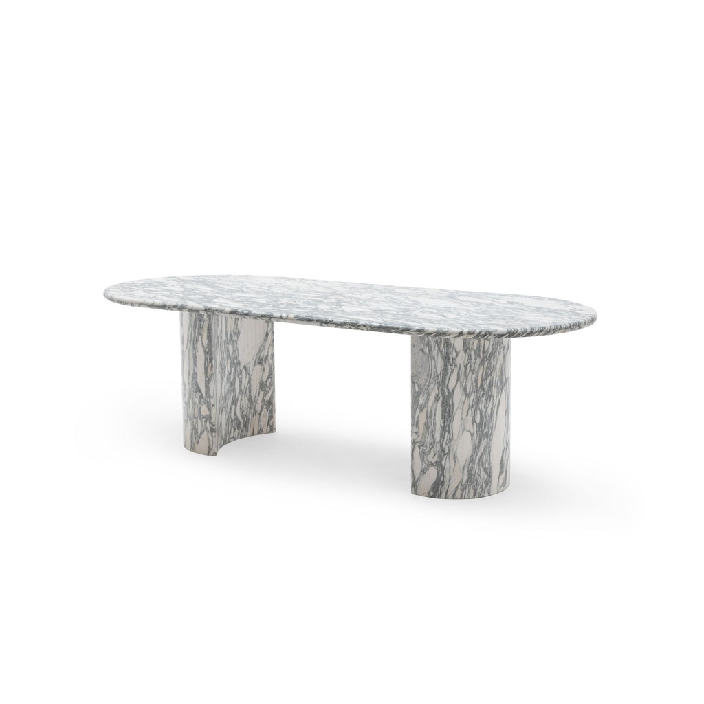 Amiri Dining Table - Arabescato Marble - Oval Dining Tables Loom Collection Loom Collection Dubai