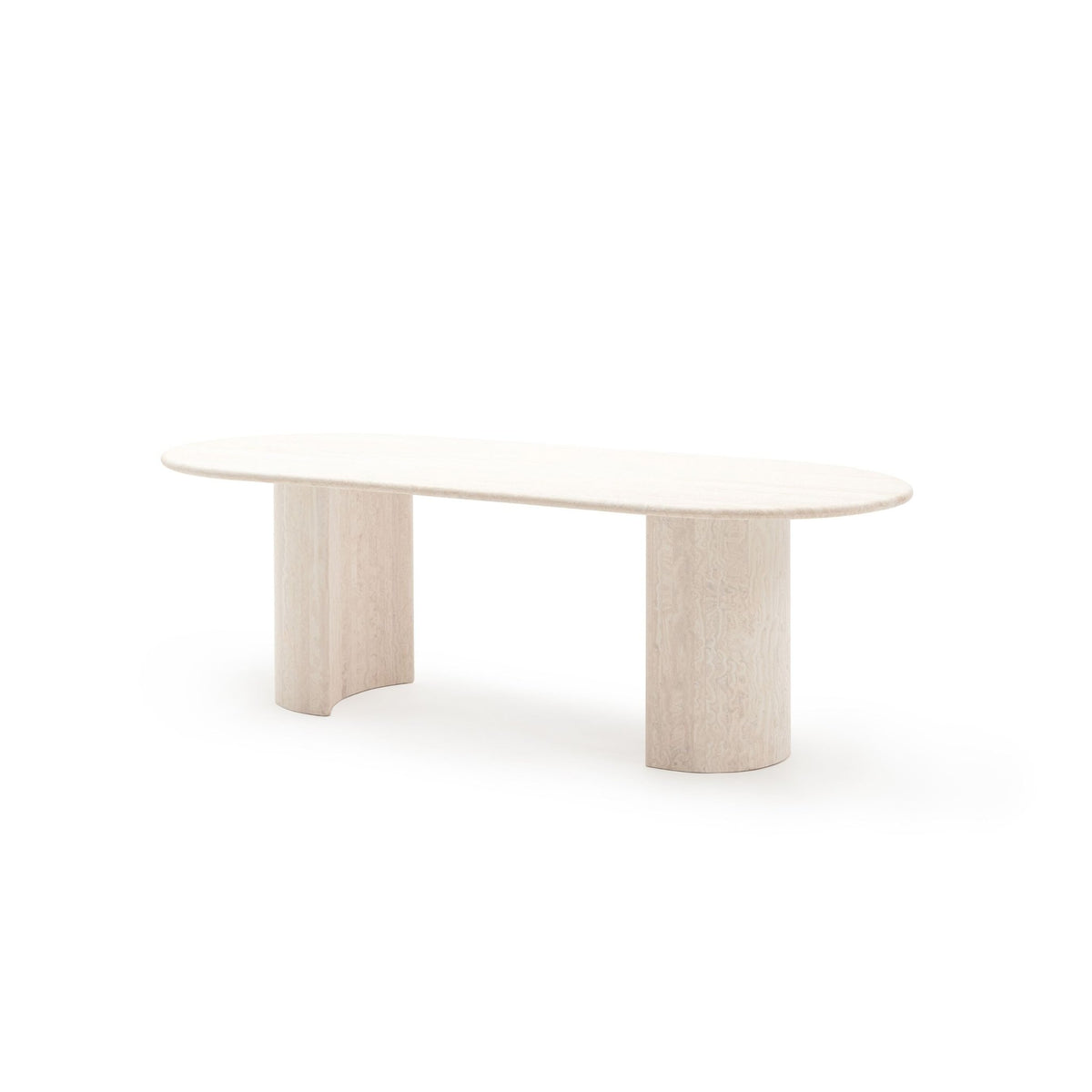 Amiri Dining Table - Travertine - Oval Dining Tables Loom Collection Loom Collection Dubai