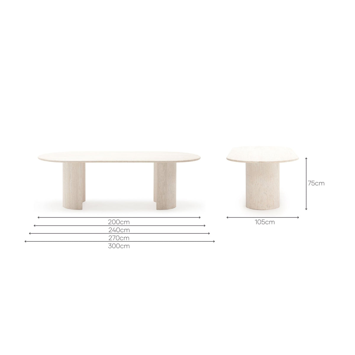 Amiri Dining Table - Travertine - Oval Dining Tables Loom Collection Loom Collection Dubai