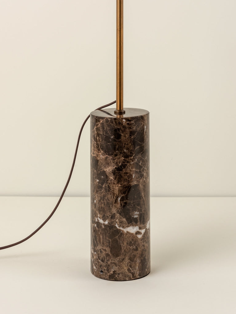 Ardini - 1 Light Rattan And Brown Marble Floor Lamp.