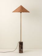 Ardini - 1 Light Rattan And Brown Marble Floor Lamp