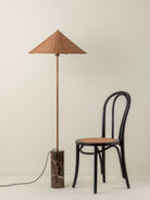 Ardini - 1 Light Rattan And Brown Marble Floor Lamp.