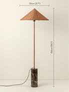 Ardini - 1 Light Rattan And Brown Marble Floor Lamp