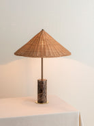 Ardini - 1 Light Rattan And Brown Marble Table Lamp