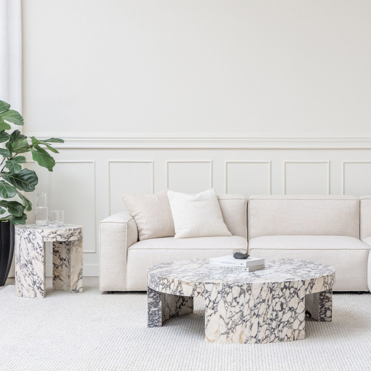 Arno Round Coffee Table - Calacatta Viola - Coffee Tables Loom Collection Loom Collection Dubai