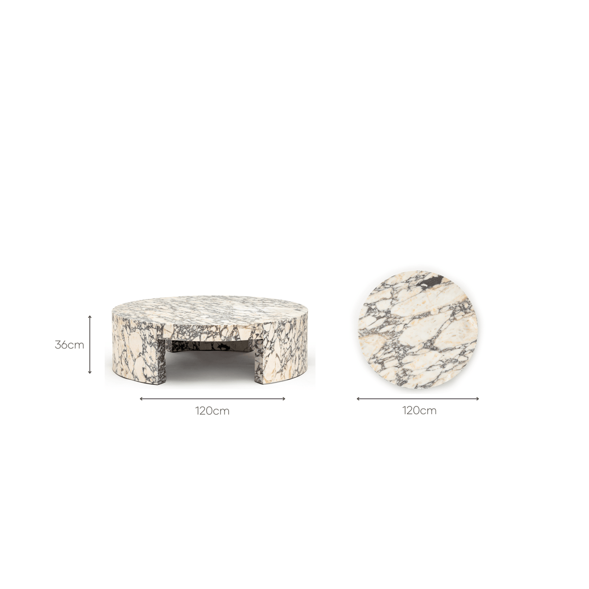 Arno Round Coffee Table - Calacatta Viola - Coffee Tables Loom Collection Loom Collection Dubai