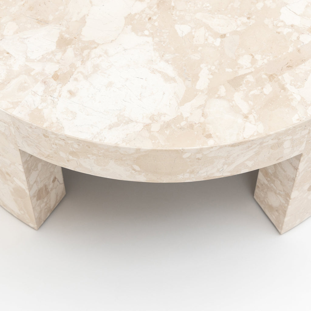 Arno Round Coffee Table - Kunis Breccia Marble - Coffee Tables Loom Collection Loom Collection Dubai