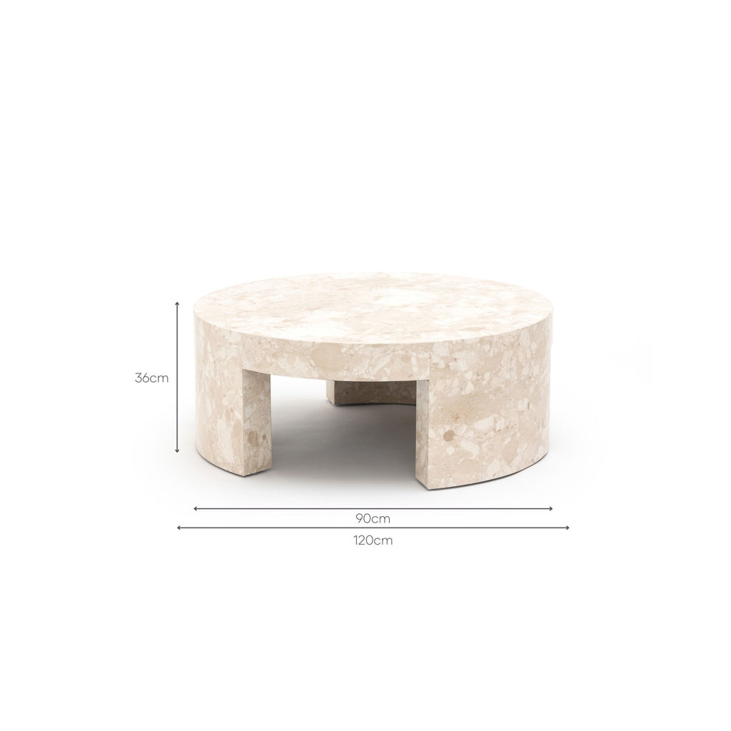 Arno Round Coffee Table - Kunis Breccia Marble - Coffee Tables Loom Collection Loom Collection Dubai