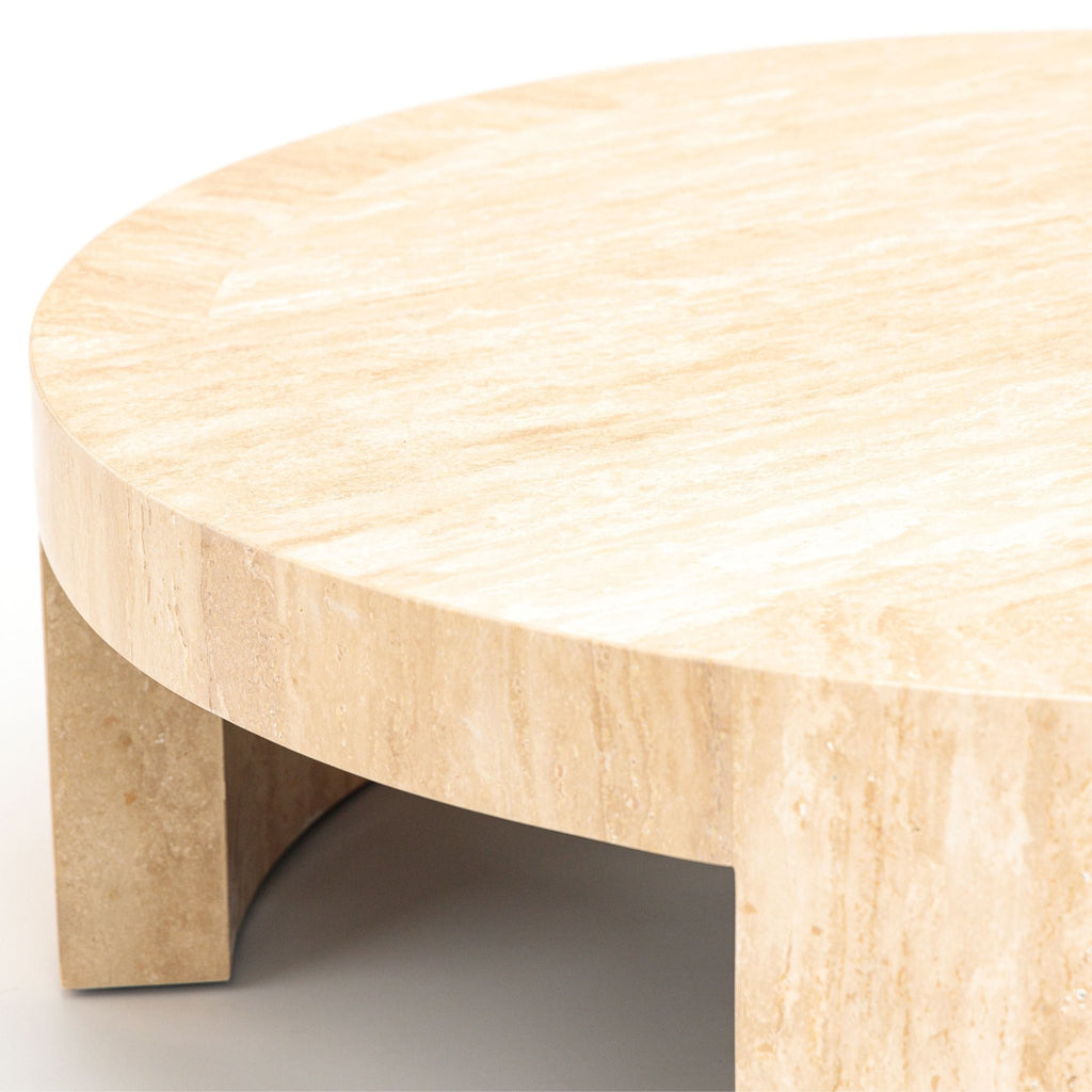 Arno Round Coffee Table - Travertine - Coffee Tables Loom Collection Loom Collection Dubai