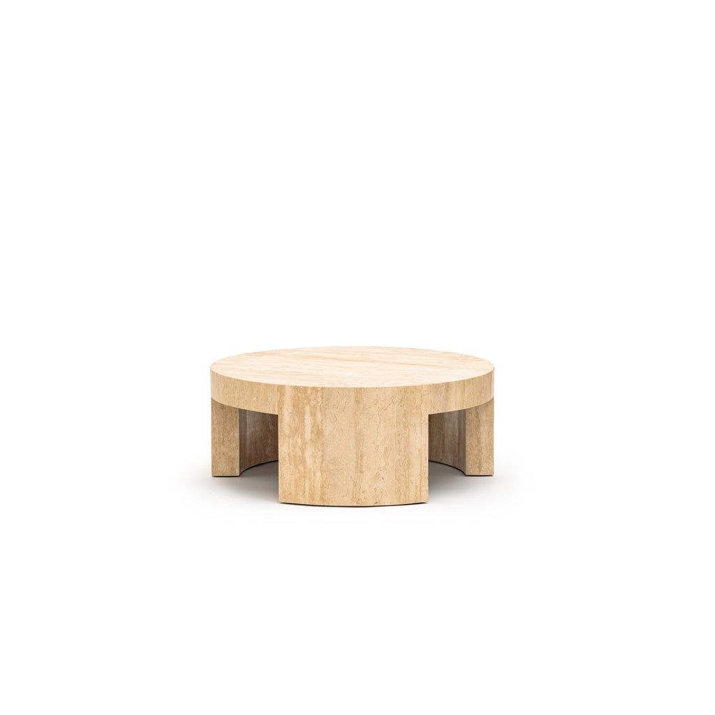 Arno Round Coffee Table - Travertine - Coffee Tables Loom Collection Loom Collection Dubai