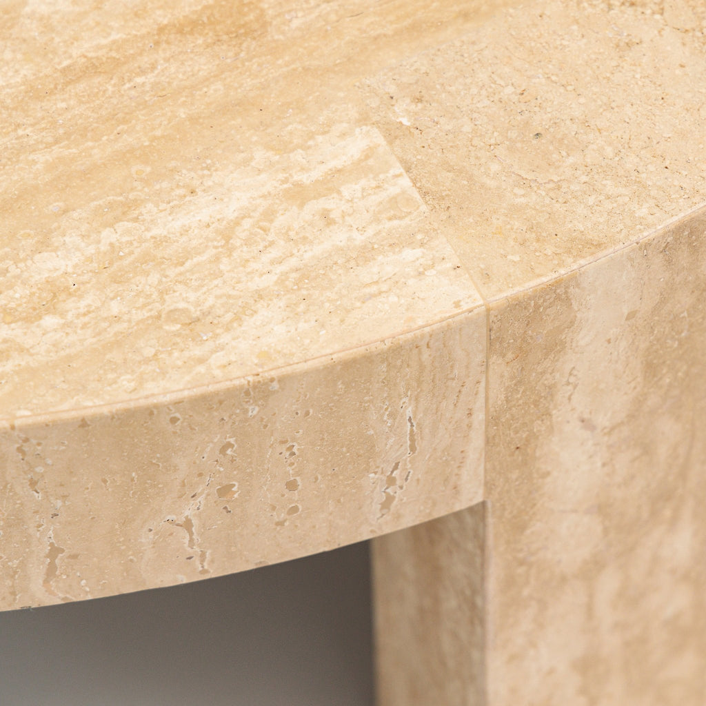 Arno Round Coffee Table - Travertine - Coffee Tables Loom Collection Loom Collection Dubai