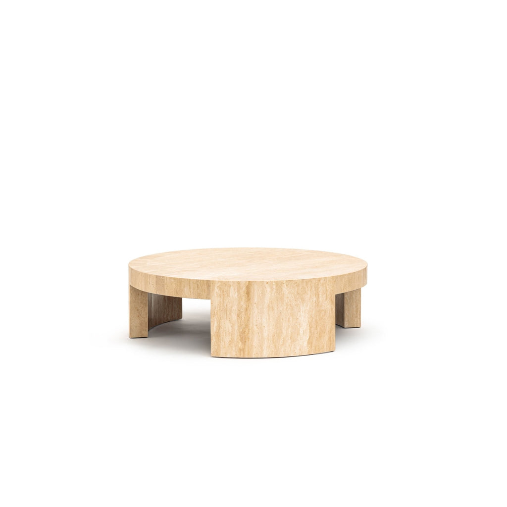 Arno Round Coffee Table - Travertine - Coffee Tables Loom Collection Loom Collection Dubai