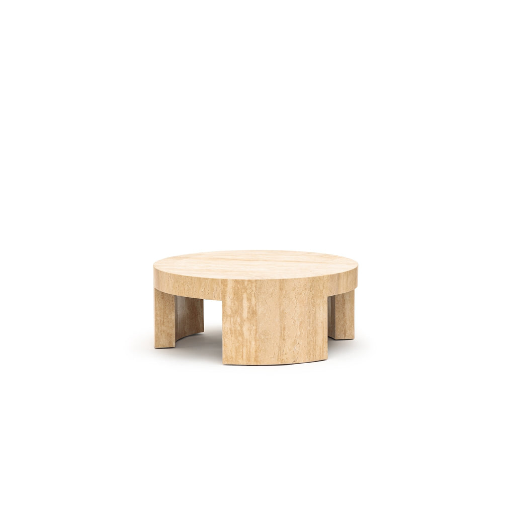 Arno Round Coffee Table - Travertine - Coffee Tables Loom Collection Loom Collection Dubai