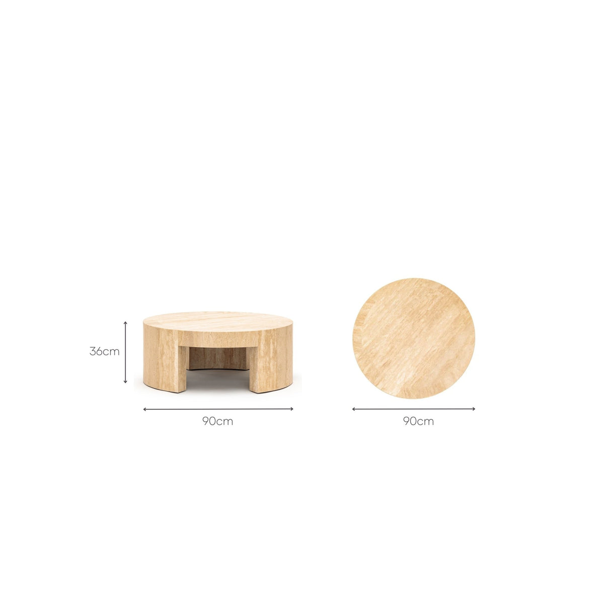 Arno Round Coffee Table - Travertine - Coffee Tables Loom Collection Loom Collection Dubai