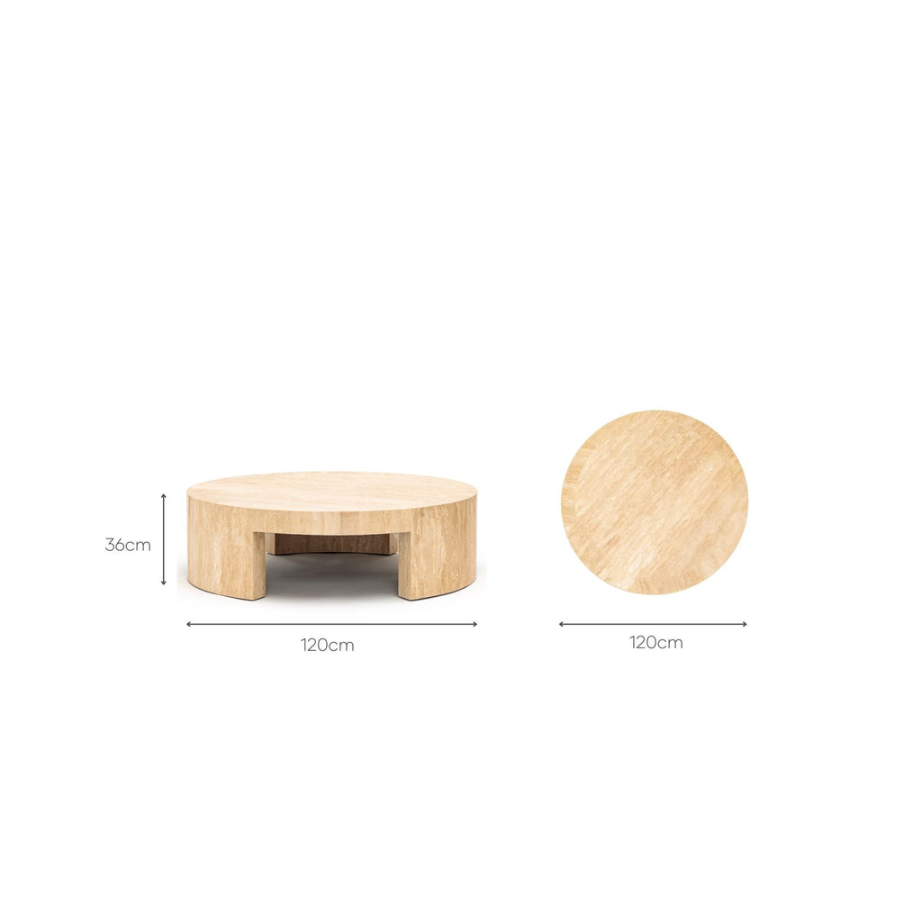 Arno Round Coffee Table - Travertine - Coffee Tables Loom Collection Loom Collection Dubai
