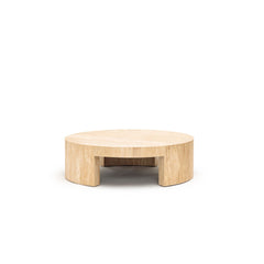 Arno Round Coffee Table - Travertine - Coffee Tables Loom Collection Loom Collection Dubai
