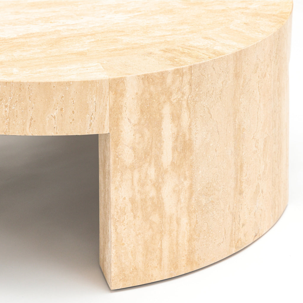 Arno Round Coffee Table - Travertine - Coffee Tables Loom Collection Loom Collection Dubai