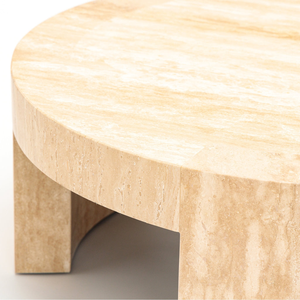 Arno Round Coffee Table - Travertine - Coffee Tables Loom Collection Loom Collection Dubai