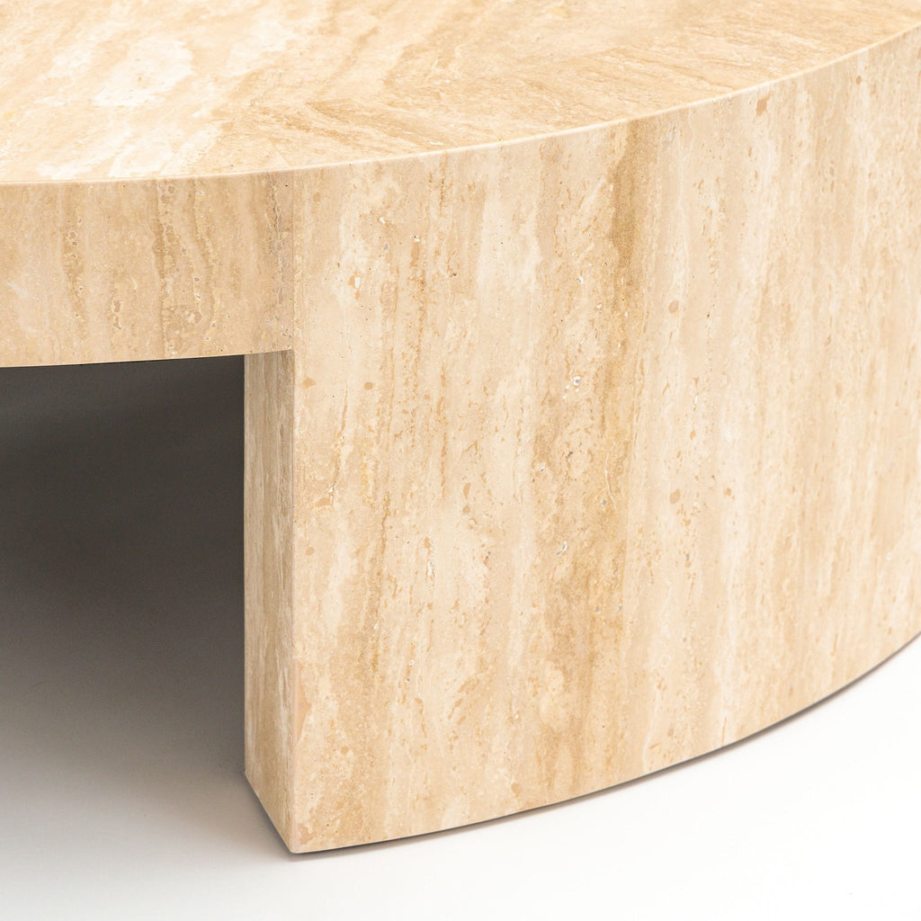 Arno Round Coffee Table - Travertine - Coffee Tables Loom Collection Loom Collection Dubai