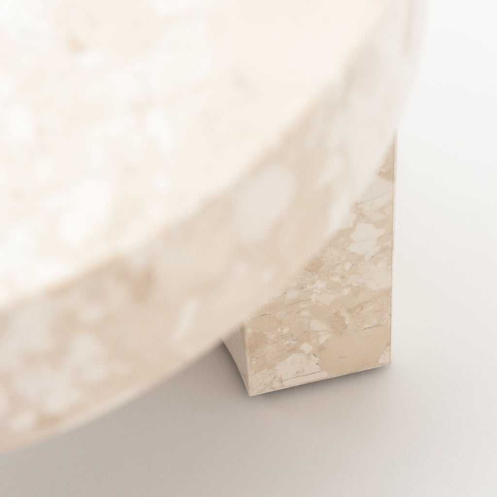 Arno Round Side Table - Kunis Breccia Marble - Side Tables Loom Collection Loom Collection Dubai